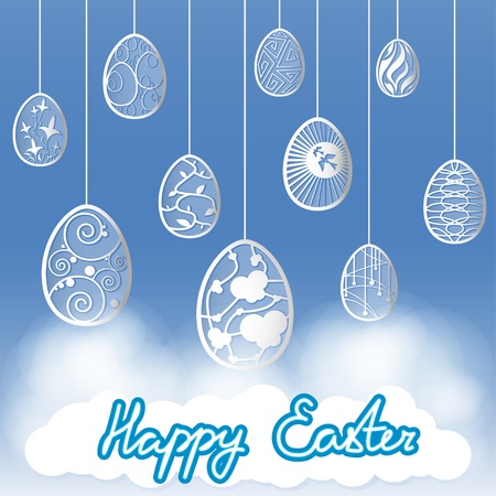 easter decoration eggs sky cloudsのイラスト素材