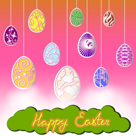 easter decoration eggs sky clouds のイラスト素材