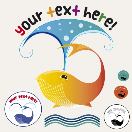 funny whale sea life sun のイラスト素材