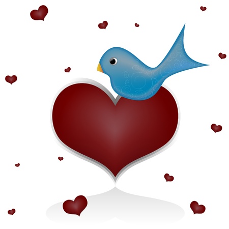 valentine s day heart bird のイラスト素材