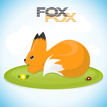 fox rest grass nature のイラスト素材