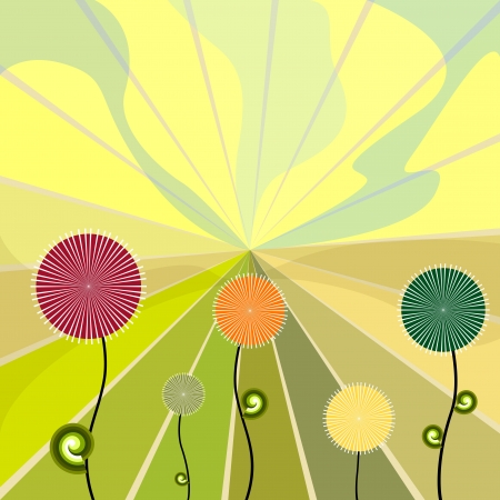 abstract flowers field のイラスト素材