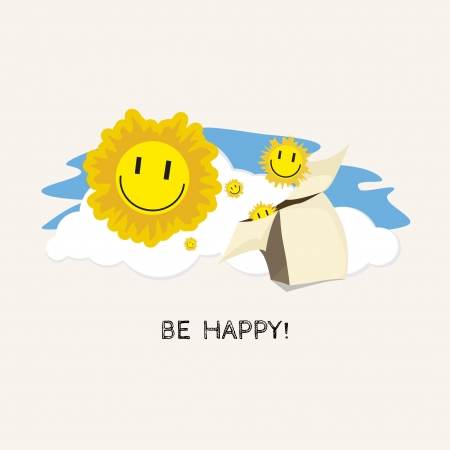 gift box happy sun sky のイラスト素材