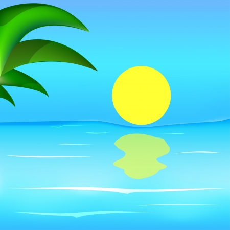 sun morning sea tropical blue sky のイラスト素材