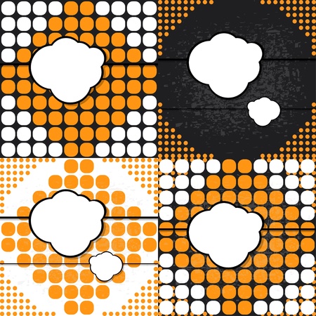 retro set backgrounds orange black white のイラスト素材