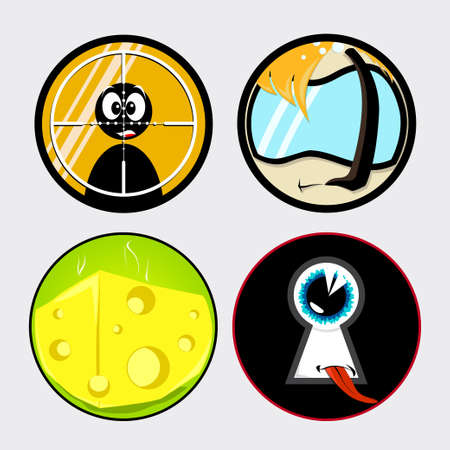 cool cute circle stickers set vector 1のイラスト素材