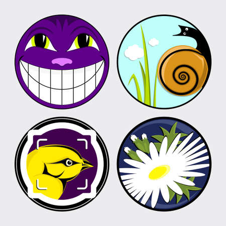 cool cute circle stickers set vector 2のイラスト素材