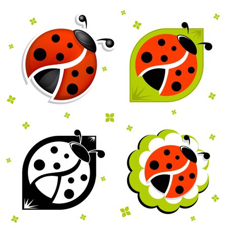 ladybug set isolated vectorのイラスト素材