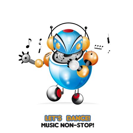 robot cute dancing music vectorのイラスト素材