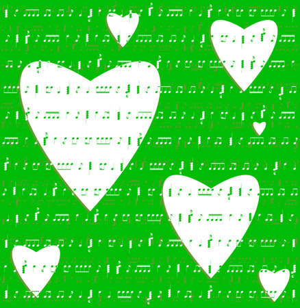 hearts valentine music green color background vectorのイラスト素材