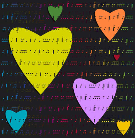 hearts valentine music color background vectorのイラスト素材