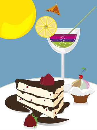 vacation summer restaurant food drinkのイラスト素材
