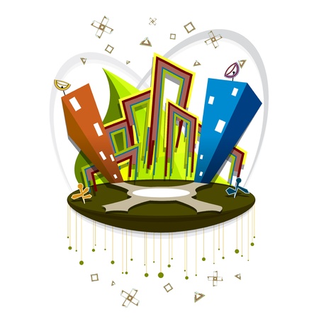 city buildings and roadsのイラスト素材