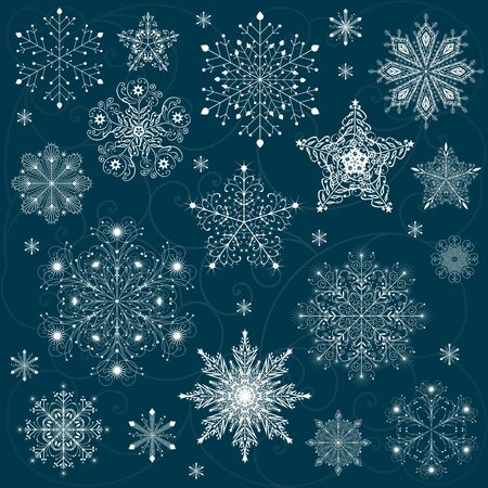 snowflakes set background vectorのイラスト素材