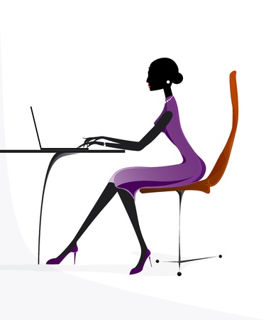 business girl woman laptop notebook vectorのイラスト素材