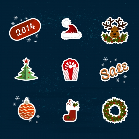 New Year flat icons set backgroundのイラスト素材