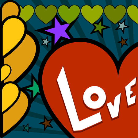 retro Valentine day poster with many heartsのイラスト素材