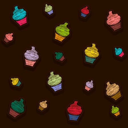 color cupcakes seamless backgroundのイラスト素材