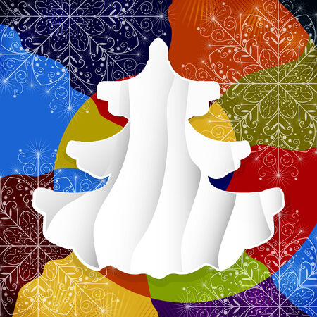 winter background with New Year tree rainbow colorsのイラスト素材