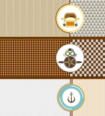 retro vintage set transportation flat designのイラスト素材