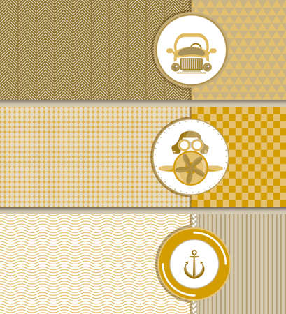 retro vintage set transportation flat designのイラスト素材