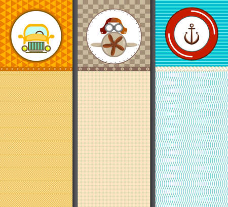 retro vintage set transportation flat designのイラスト素材