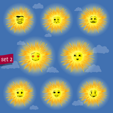 sunny faces emoticon character set 02のイラスト素材
