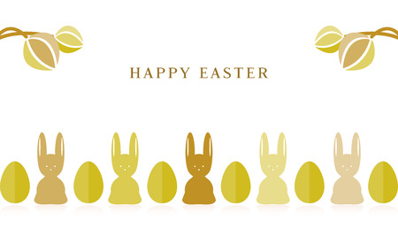 Happy Easter Bunny tulips and eggs greeting cardのイラスト素材