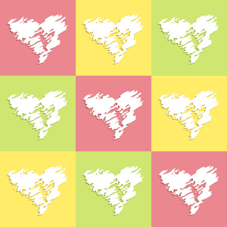 background with hearts yellow green pinkのイラスト素材