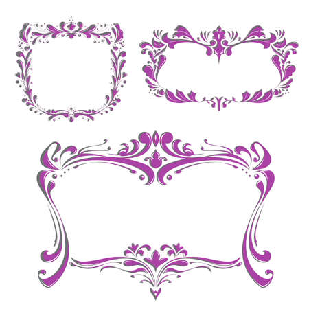 vintage ornate floral frames setのイラスト素材