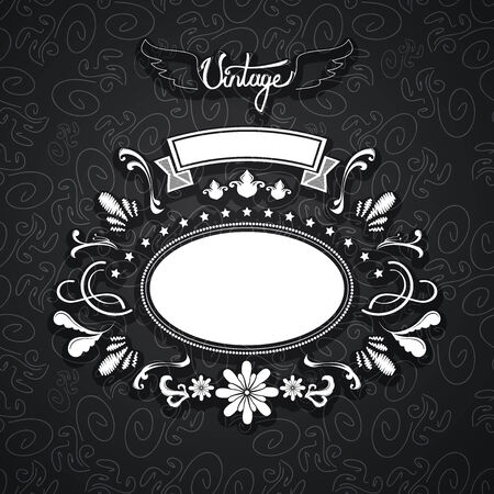 vintage retro frame on dark background のイラスト素材
