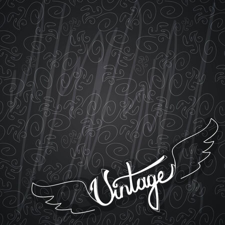 vintage retro dark background with wings のイラスト素材