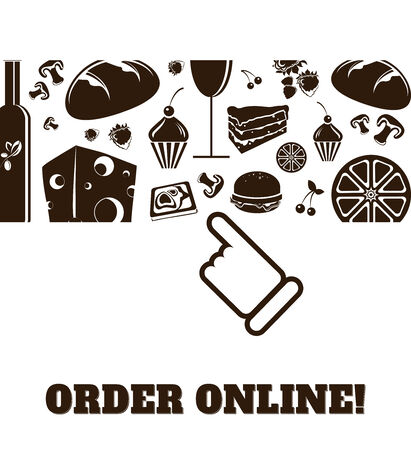 online order food and drinks icons horizontal vectorのイラスト素材