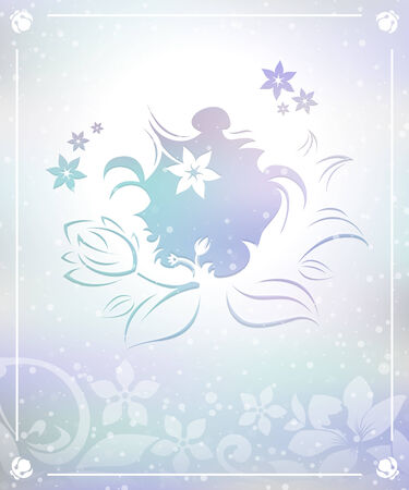 vintage flowers on light blue and violet vertical background のイラスト素材