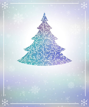 New year tree with snowflakes violet blue vintage vertical background のイラスト素材