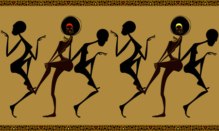 African dancing women seamless patternのイラスト素材