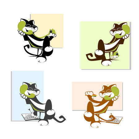 cat office-manager makes phone callのイラスト素材