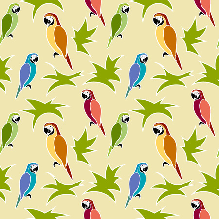 big parrots macaw seamless background vectorのイラスト素材