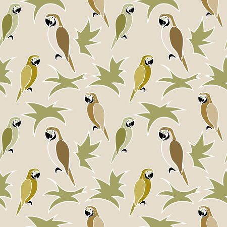 big parrots macaw seamless background vectorのイラスト素材