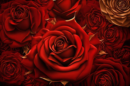 Beautiful red roses background. 3d render, 3d illustration.の写真素材