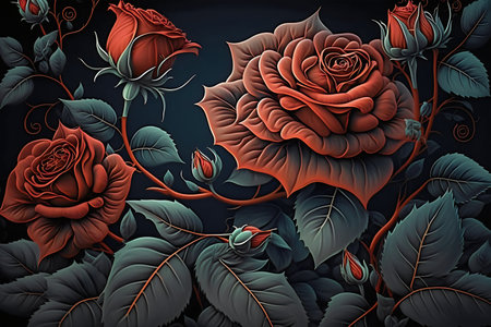 Floral background with roses and leaves. Vector illustration. EPS 10の写真素材