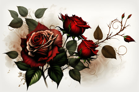 Floral background with red roses. Vector illustration for your design.の写真素材