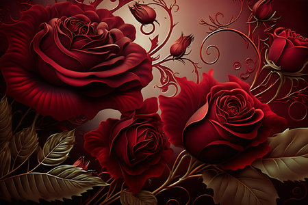 Red roses on a dark background. Vector illustration for your design.の写真素材