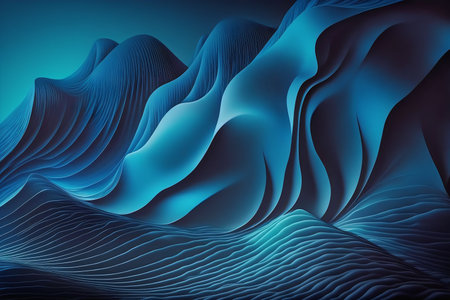 Abstract blue wavy background. 3d render, 3d illustration.の素材
