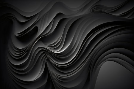 Black abstract background with wavy lines. Vector illustration for your designの素材