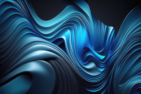 Abstract blue wavy background. 3d render, 3d illustration.の素材