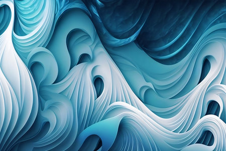 abstract blue background with smooth wavy lines, 3d renderの素材