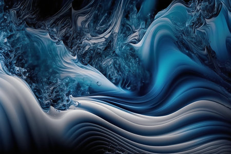 abstract blue background with smooth lines and waves, computer generated imagesの素材