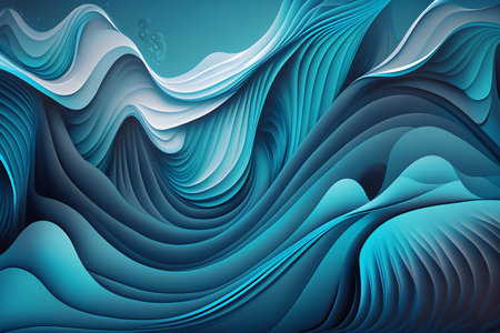 Abstract blue wavy background. Futuristic technology style. Vector illustration.の素材