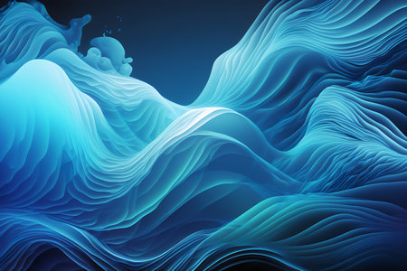 Abstract blue wavy background. Futuristic technology style. Vector illustration.の素材
